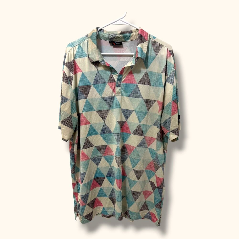 Yatta Golf Polo Shirt Mens XL Geometric Triangle Print Short Sleeve Multicolor